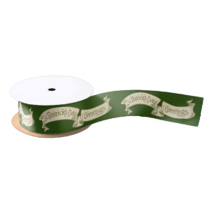 Ruban En Satin Bannière dorée de vœux vintage pour la Saint-Patri