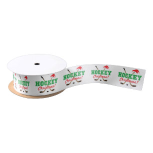 Ruban En Satin Bâtons de hockey de Noël de hockey Santa Hat