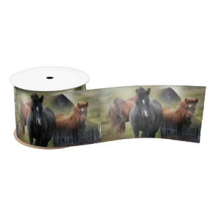 Ruban En Satin Beaux chevaux et grange rustique