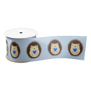 Ruban En Satin Bébé Garçon Cœur Hérisson Motif