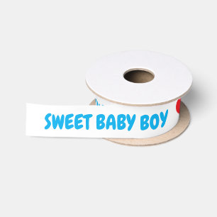 Ruban En Satin Bébé garçon doux bleu Cœur rouge