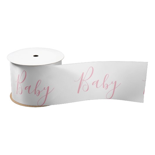 Ruban En Satin Bébé rose blanc Script Baby shower élégant (Bobine)