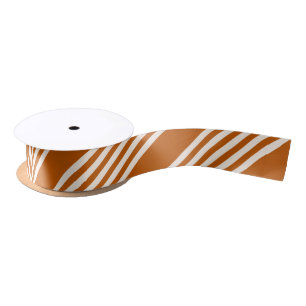 Ruban En Satin Beige et orange brûlé cinq rayures motif