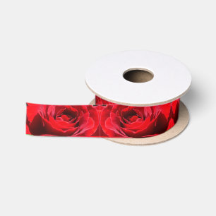 Ruban En Satin Belle Fleur Rose Rouge Clair Floral