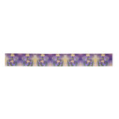 Ruban En Satin Belle Iris Ribbon Purple Fleurs - Peinture (Devant)