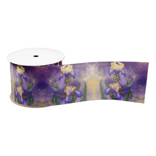 Ruban En Satin Belle Iris Ribbon Purple Fleurs - Peinture