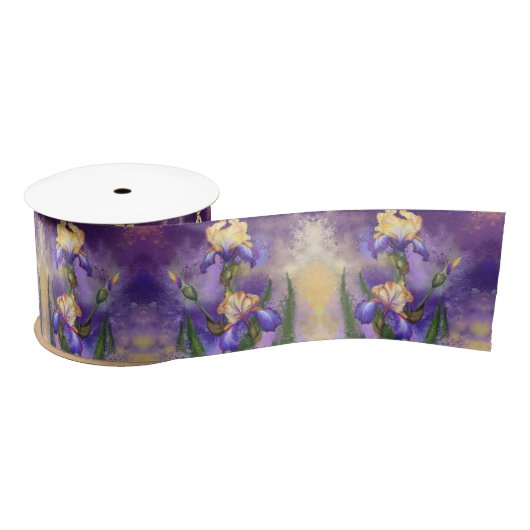 Ruban En Satin Belle Iris Ribbon Purple Fleurs - Peinture (Bobine)