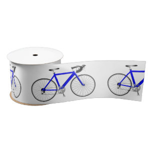 Ruban En Satin Bicyclette bleue sur blanc