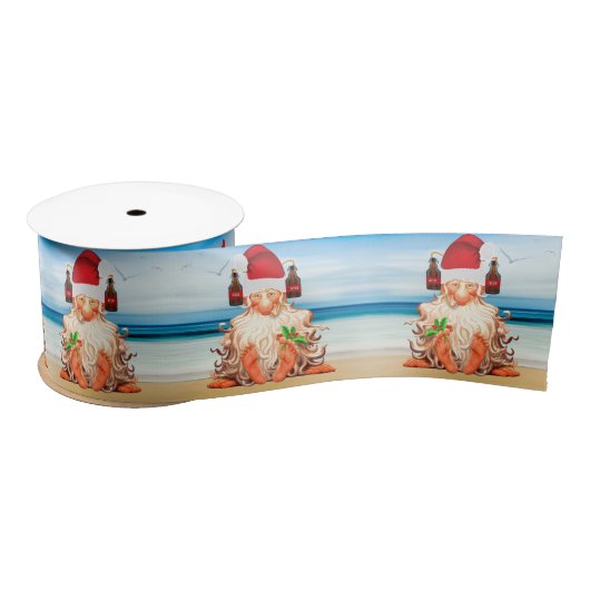 Ruban En Satin Bière Boire Gnome sur la plage Drôle Noël (Bobine)