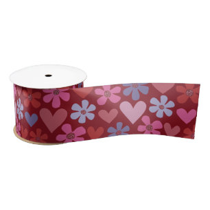 Ruban En Satin Bijoux chaleureux Coeurs et fleurs Motif