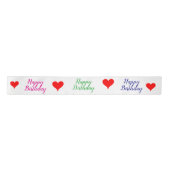 Ruban En Satin Birthday Green Blue Pink Red Hearts (Devant)