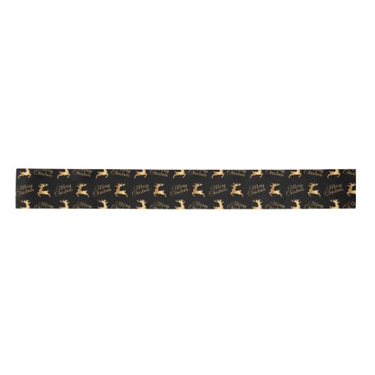 Ruban En Satin Black and Gold Merry Christmas Word Art (Devant)