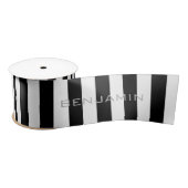 Ruban En Satin Black and White Striped (Bobine)