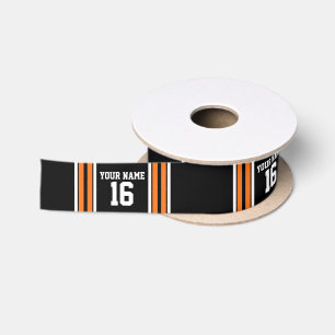 Ruban En Satin Black avec Orange White Stripes Team Jersey