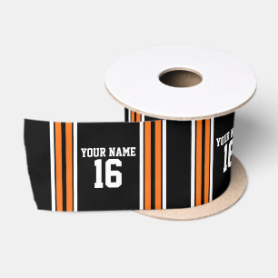 Ruban En Satin Black avec Orange White Stripes Team Jersey