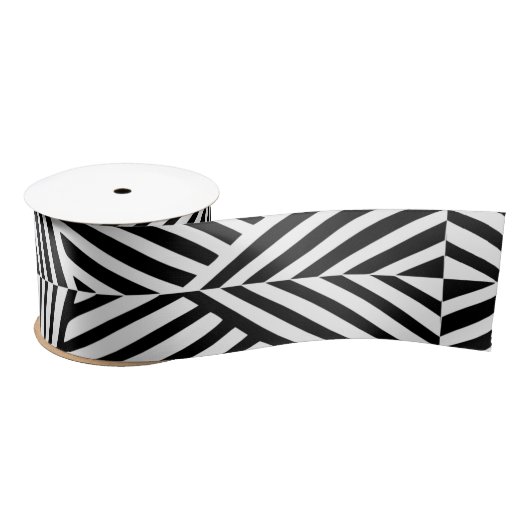 Ruban En Satin Black White Tribal Lines Africain (Bobine)