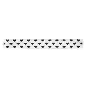 Ruban En Satin Blanc Black Love Heart Motif Design