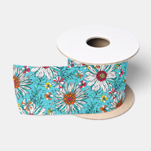 Ruban En Satin Blanc Bleu Jaune Orange Rouge Fleurs de marais Mot