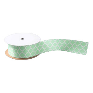 Ruban En Satin Blanc Menthe Motif Quatrefoil Marocain #5