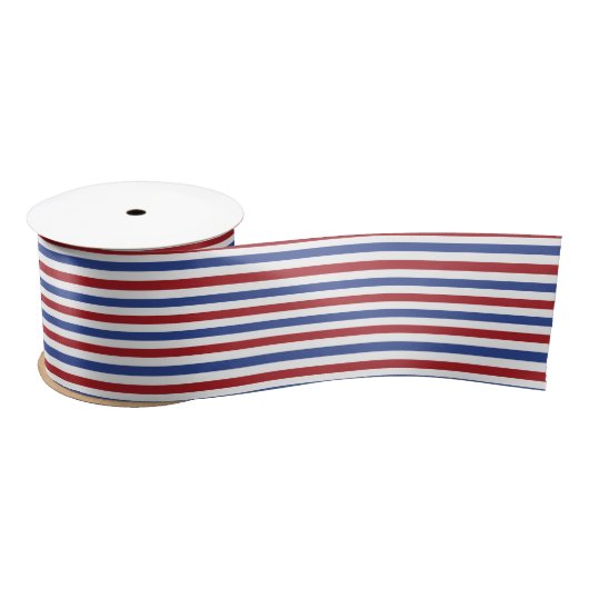 Ruban En Satin Blancs rouges et bleus (Bobine)