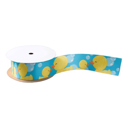 Ruban En Satin Bleu Aquarelle Caoutchouc Canard Ribbon (Bobine)