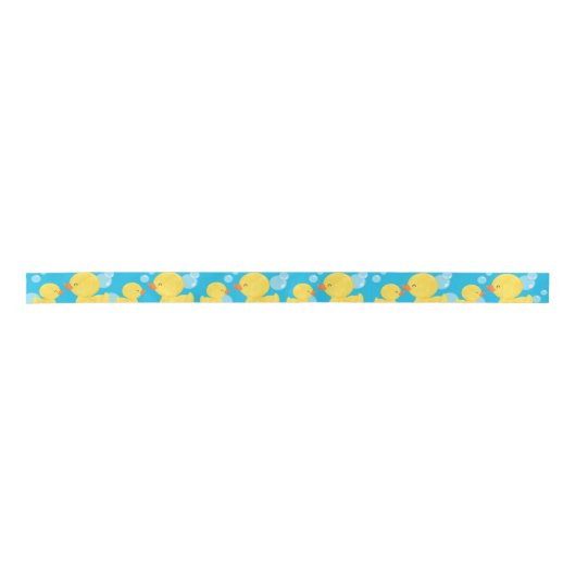 Ruban En Satin Bleu Aquarelle Caoutchouc Canard Ribbon (Devant)