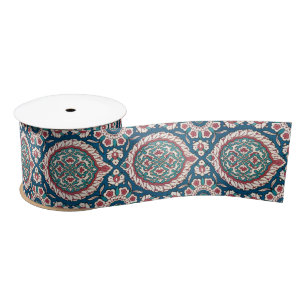 Ruban En Satin Bleu blanc rouge Turquoise Oriental Azulejo Motif