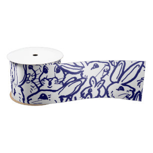 Ruban En Satin Bleu Bleu lapin lapin blanc mignon Whimsical