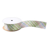 Ruban En Satin Bleu clair Vert Doux Clouet rose Plaid Motif (Bobine)