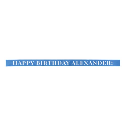 Ruban En Satin Bleu Cobalt Texte simple Joyeux anniversaire (Devant)