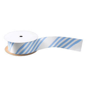 Ruban En Satin Bleu et blanc cinq bandes motif