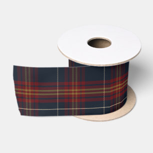 Ruban En Satin Bleu et Rouge Classique à Carreaux de Noël