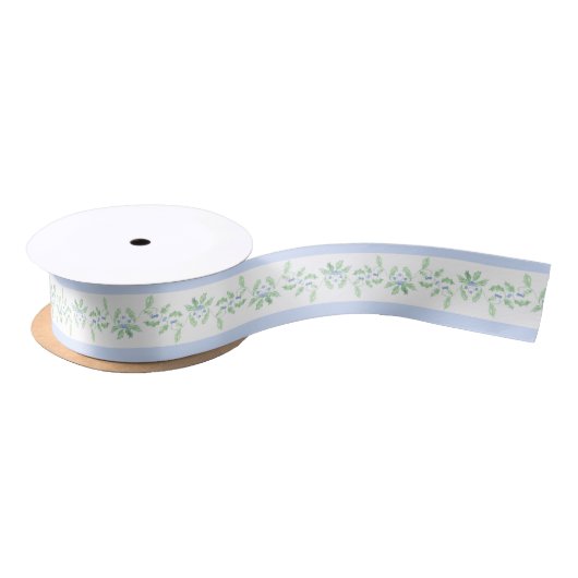 Ruban En Satin Bleu et vert Noël frontière sainte (Bobine)
