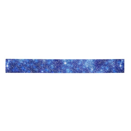 Ruban En Satin Bleu foncé Étoiles étoilées Noël  (Devant)