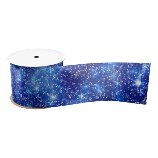 Ruban En Satin Bleu foncé Étoiles étoilées Noël  (Bobine)