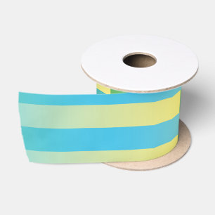 Ruban En Satin Bleu Jaune Vert Motif Rayé