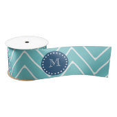 Ruban En Satin Bleu marine, motif turquoise | de Chevron votre (Bobine)