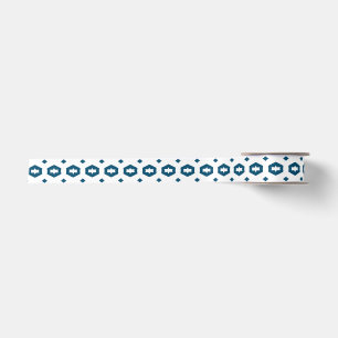 Ruban En Satin Bleu Océan et Blanc : Geometriana