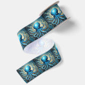 Ruban En Satin Bleu Octopus Acrylique Abstraite, (Dos)