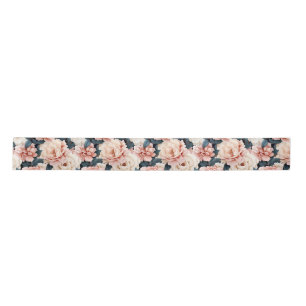 Ruban En Satin Bleu rose Élégant motif floral Blush