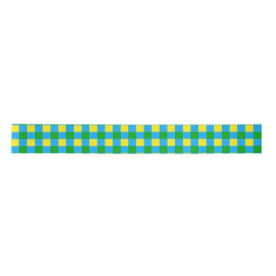 Ruban En Satin Bleu Vert Jaune Chèque Plaid Design Motif