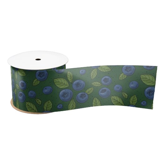 Ruban En Satin Bleus sur vert foncé (Bobine)