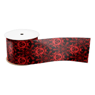 Ruban En Satin Bloquer en noir et rouge 3 pouces