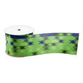 Ruban En Satin blue and green geometric pattern (Bobine)