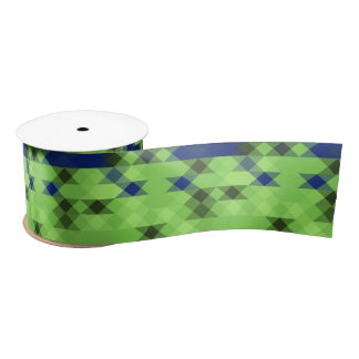 Ruban En Satin blue and green geometric pattern