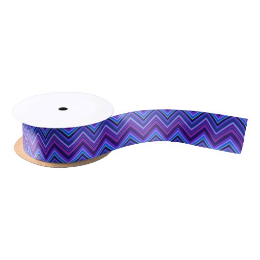 Ruban En Satin Blue and purple zigzag (Bobine)