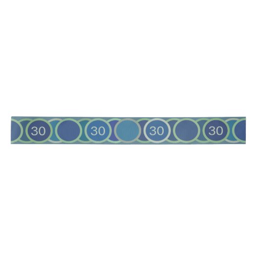 Ruban En Satin Blue Circles Pattern Custom Birthday Age (Devant)