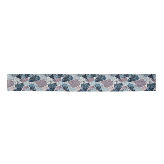 Ruban En Satin Blue et Mauve Abstrait Terrazzo Design (Devant)
