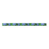 Ruban En Satin Blue Hydrangea Blooms Vert Satin Ruban (Devant)