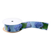 Ruban En Satin Blue Hydrangea Blooms Vert Satin Ruban (Bobine)